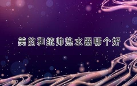 哪个品牌更胜一筹？深度解读美的和统帅热水器