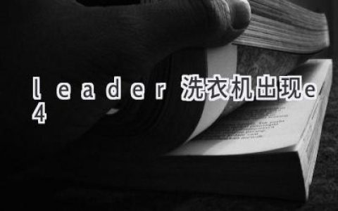 Leader洗衣机故障代码E4：解决方法及常见原因分析