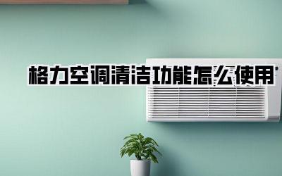 格力空调清洁功能怎么使用